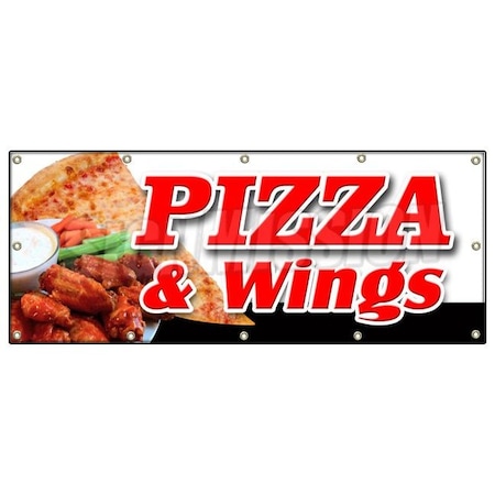 Signmission PIZZA & WINGS BANNER SIGN brick oven new york chicago italian spicy B-120 Pizza & Wings